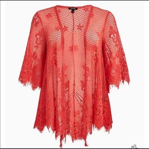Torrid Coral Lace Kimono 3X